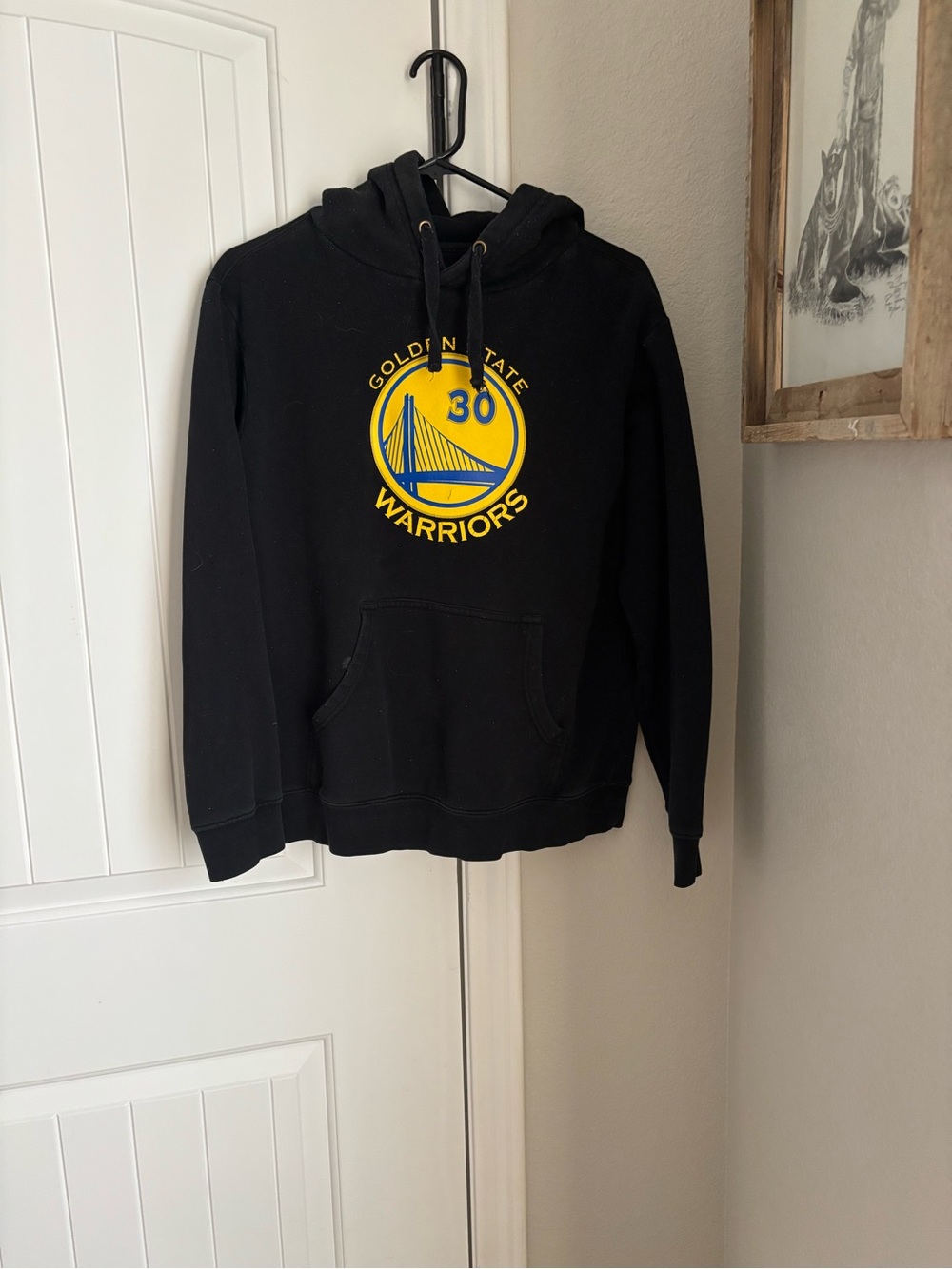 Fanatics Black Crewneck Sweatshirt with Yellow Warriors Logo